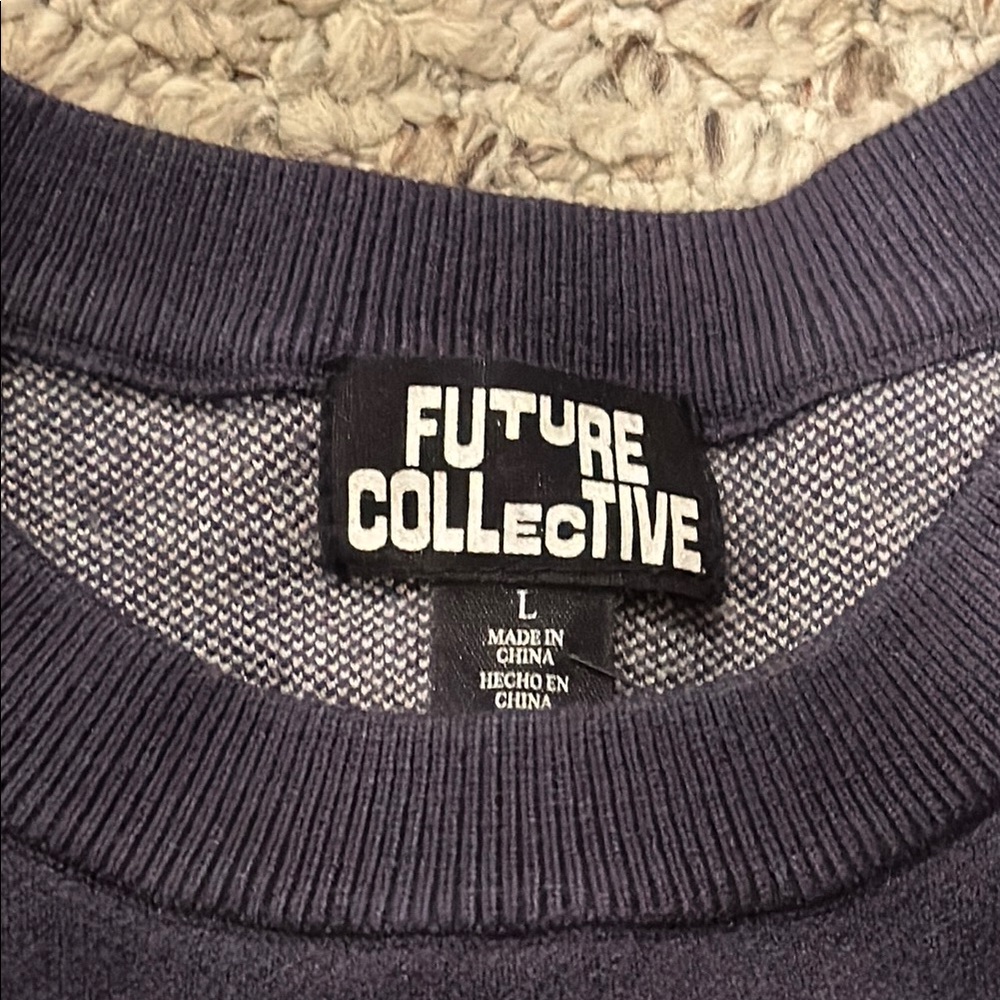 Floral Patterned Navy Sweater - Large - image 2